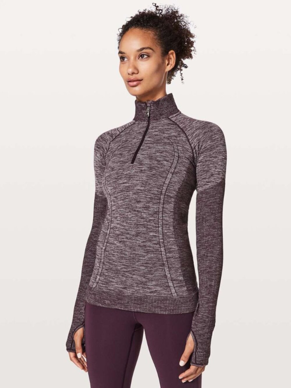 Lululemon Women's Swiftly Wool 1/2 Zip - Black Cherry